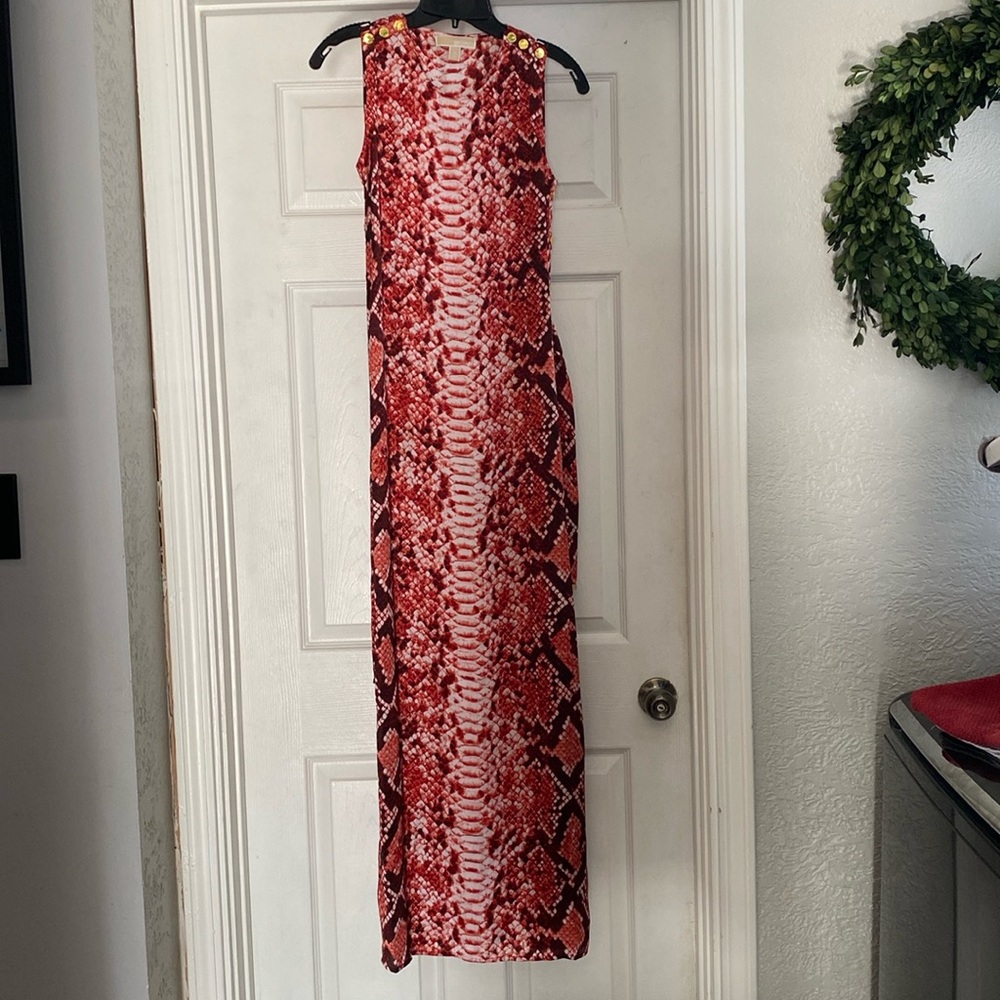 Michael Kors Red snakeskin dress with gold details